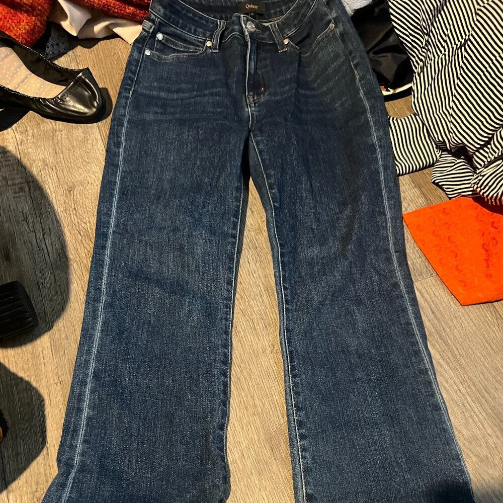 Quince Stretch High Rise Kick Flare Jeans Dark Wash size‎ 25 - Picture 4 of 13